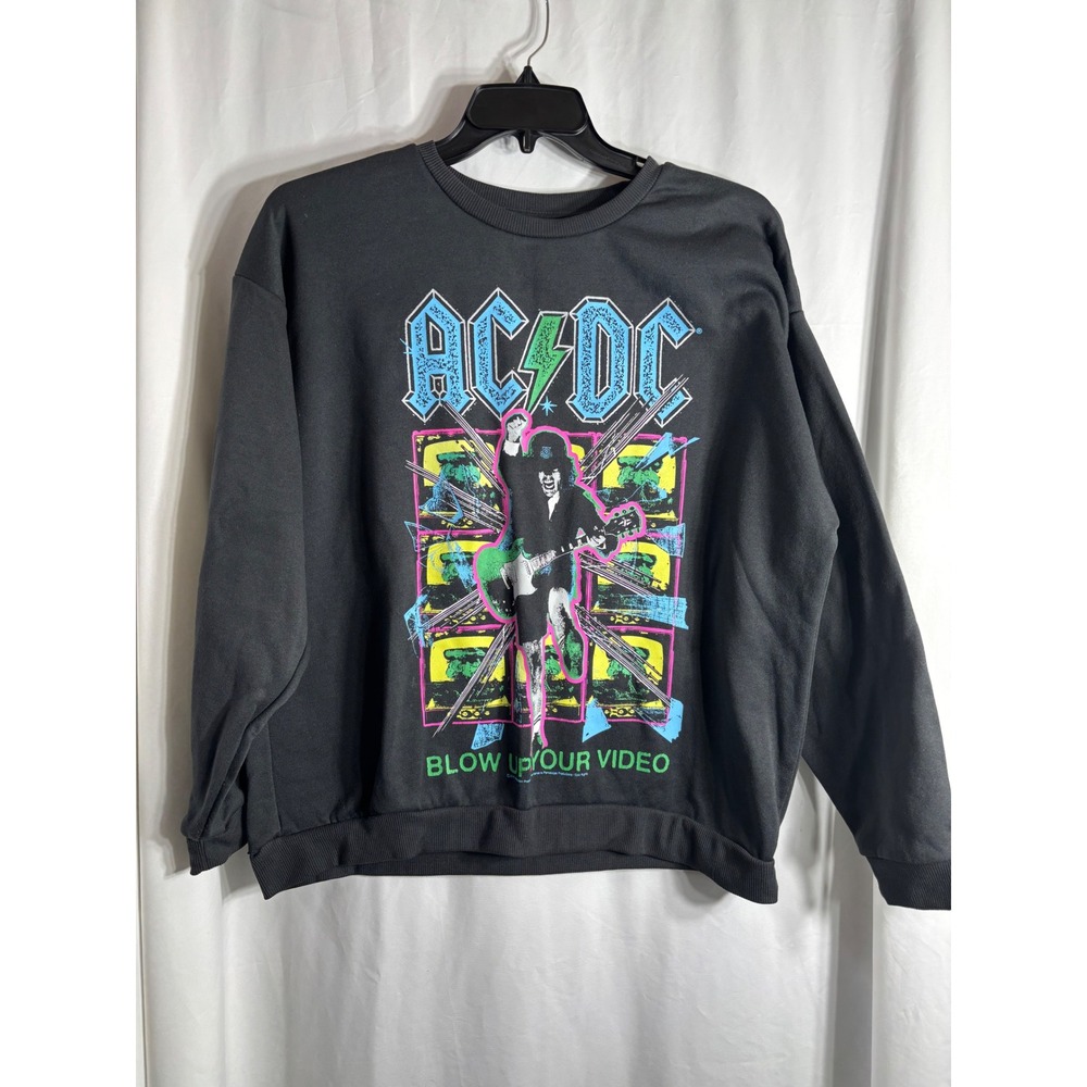 ACDC Blow Your Video Graphic Sweatshirt Charcoal Gray‎ Long Sleeve Crewneck XL
